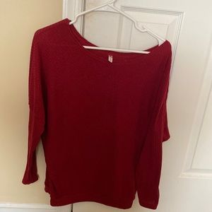 Off Shoulder Red, light weight sweater